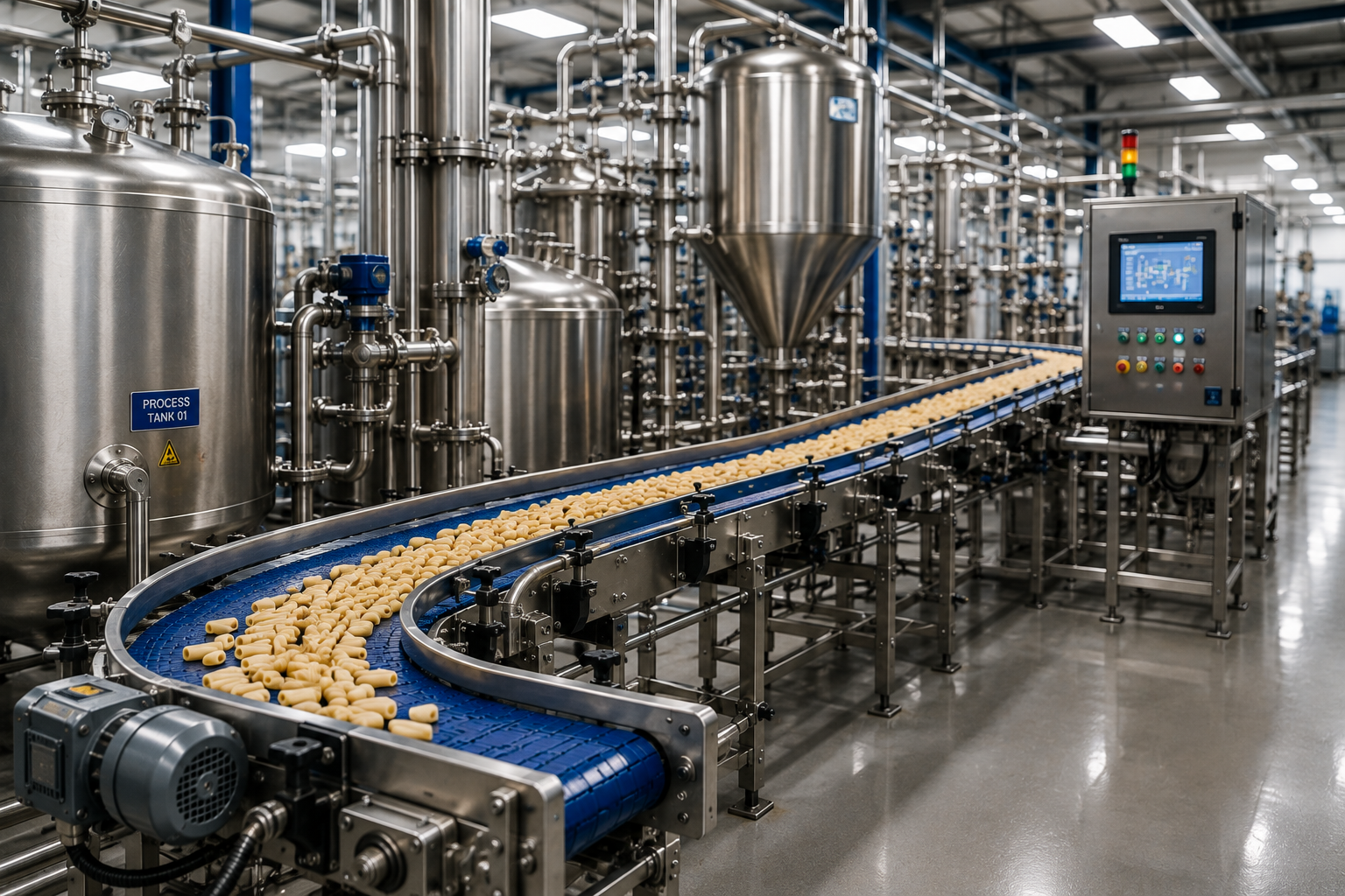 Modern stainless steel food manufacturing processing equipment and production machinery