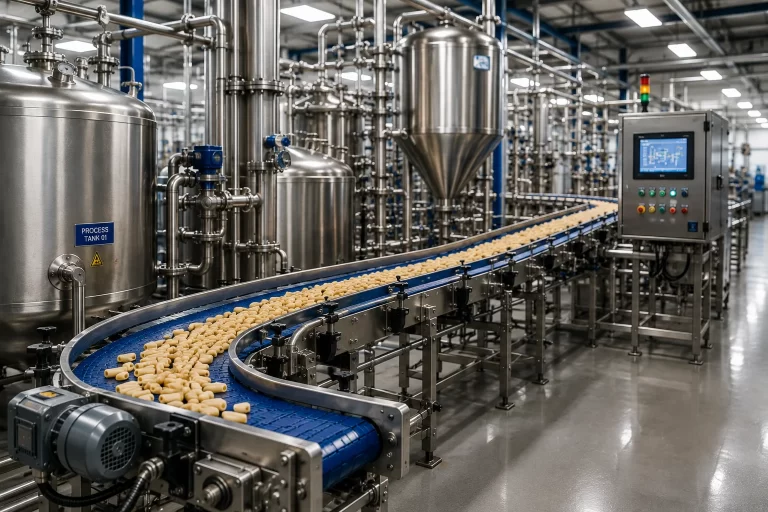 Modern stainless steel food manufacturing processing equipment and production machinery